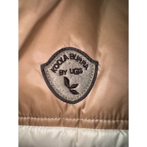 Koolaburra by UGG, M 10-12 Quilted Puffer Vest Cream Tan & Pink Trim and Pocket - Picture 3 of 10